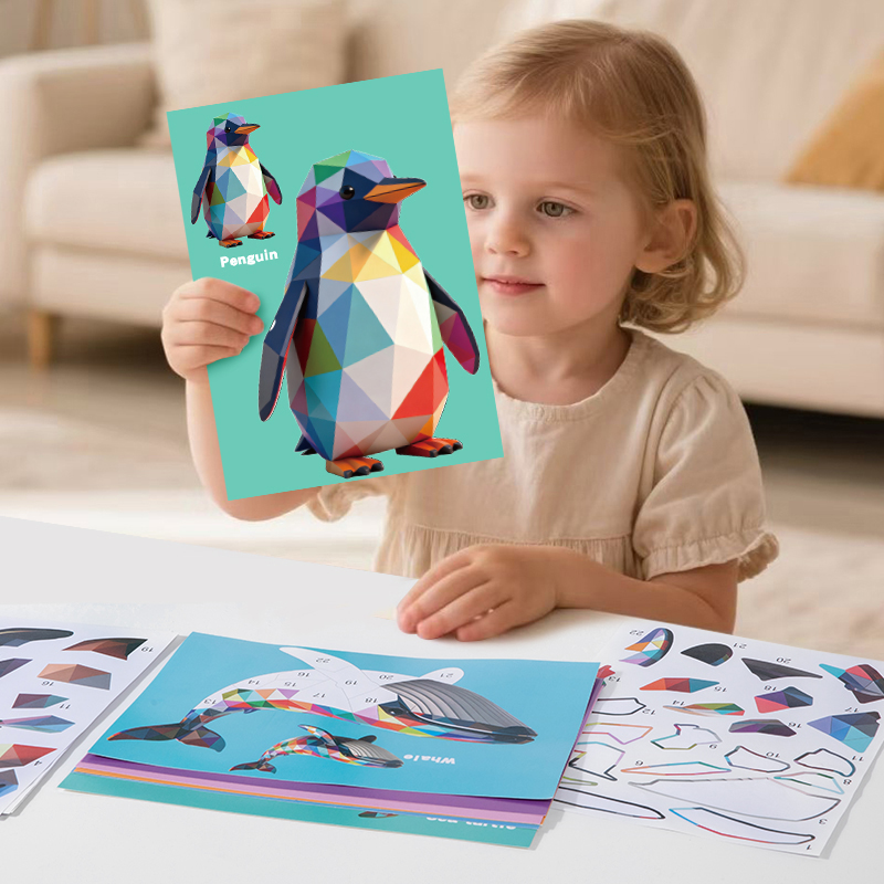 Art Craft For Preschool - Educational Geometry Animal Sticker Puzzle for