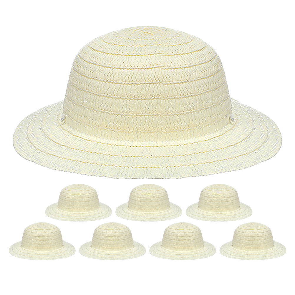 8Pcs DIY Kids Straw Hats White - Art Craft Diy ulasan dan harga