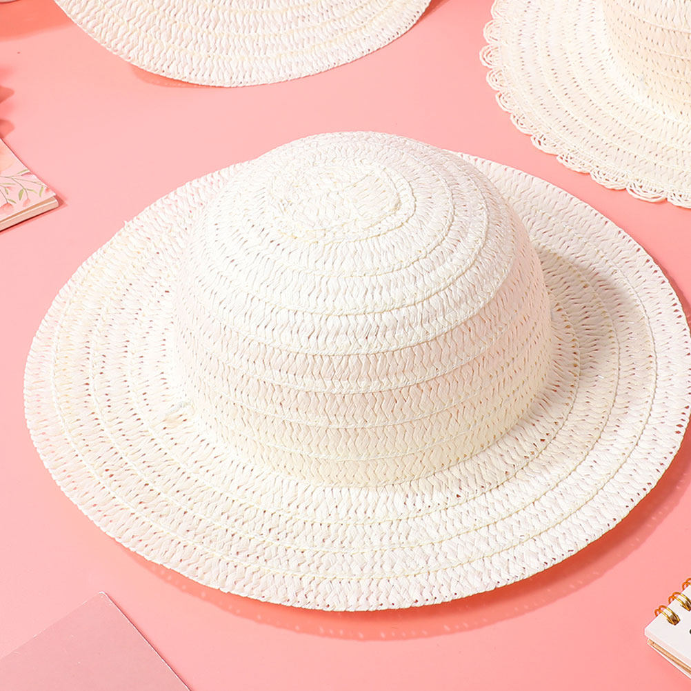 8Pcs DIY Kids Straw Hats White - Art Craft Diy ulasan dan harga