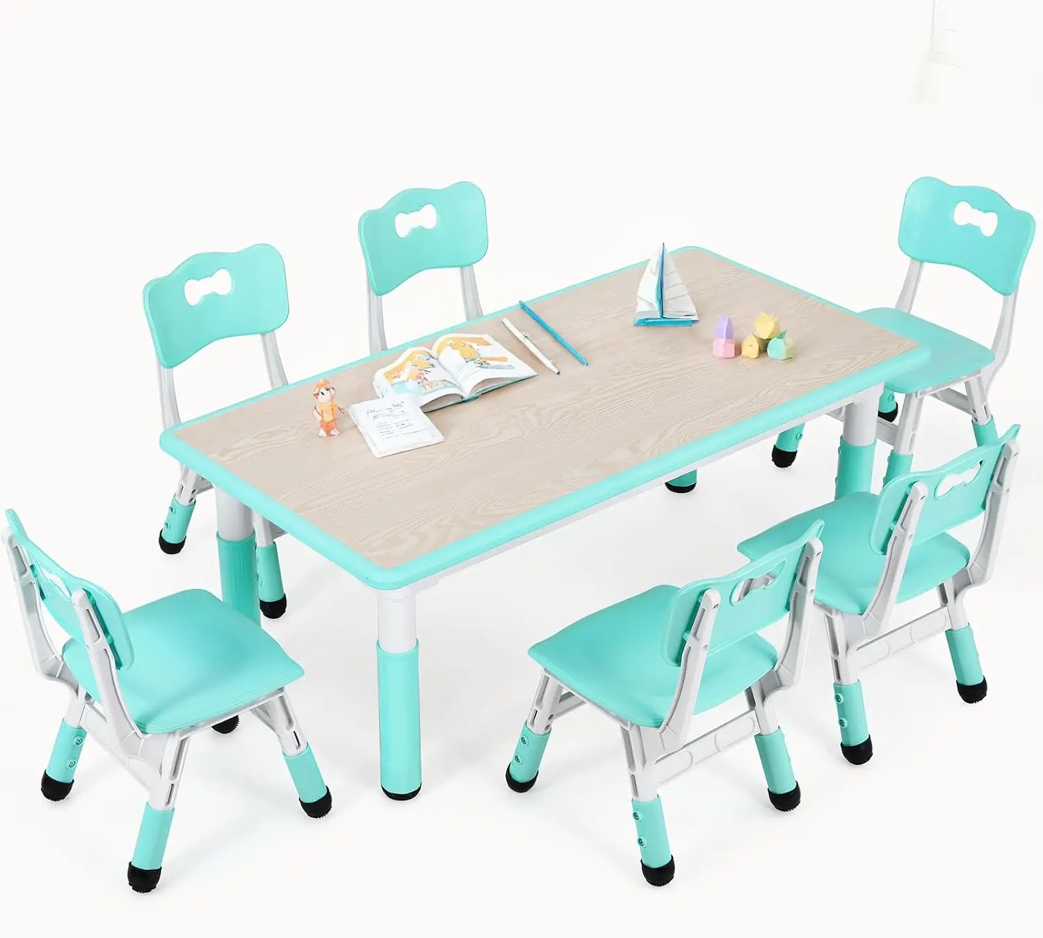 Kids Table and 6 Chairs Set, H - Art Craft For Preschool ulasan dan harga