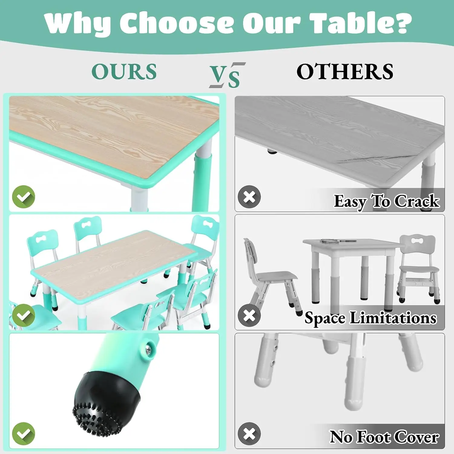 Kids Table and 6 Chairs Set, H - Art Craft For Preschool ulasan dan harga