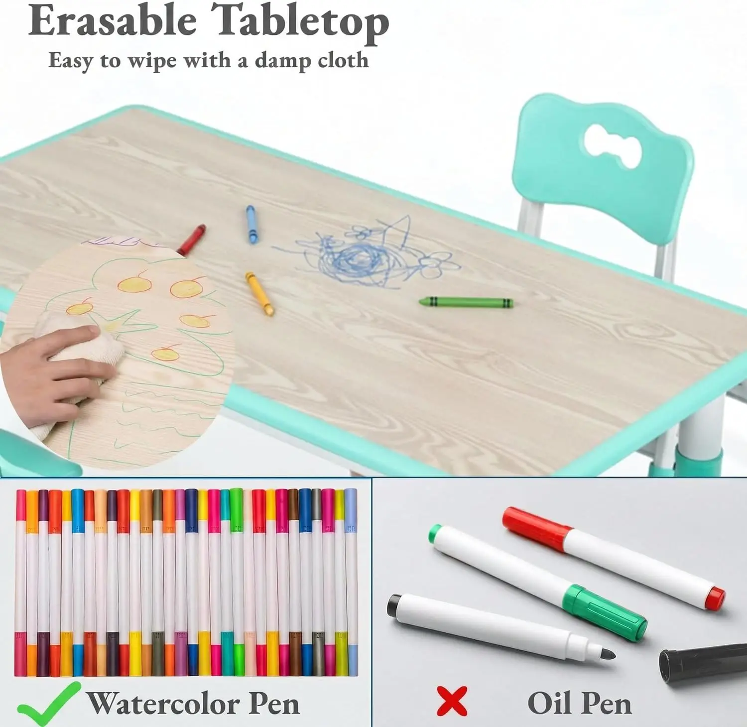 Kids Table and 6 Chairs Set, H - Art Craft For Preschool ulasan dan harga