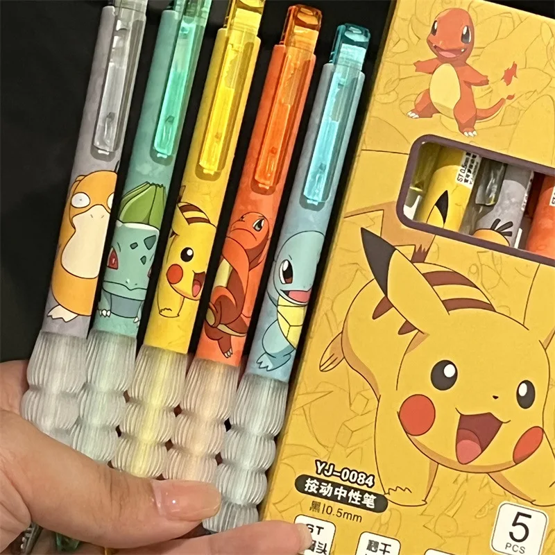 5pcs Pikachu Gel Pen Set Pokem - Calligraphy Pen Set ulasan dan harga