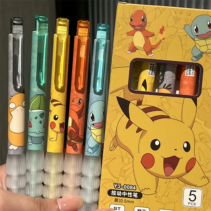 5pcs Pikachu Gel Pen Set Pokem - Calligraphy Pen Set ulasan dan harga