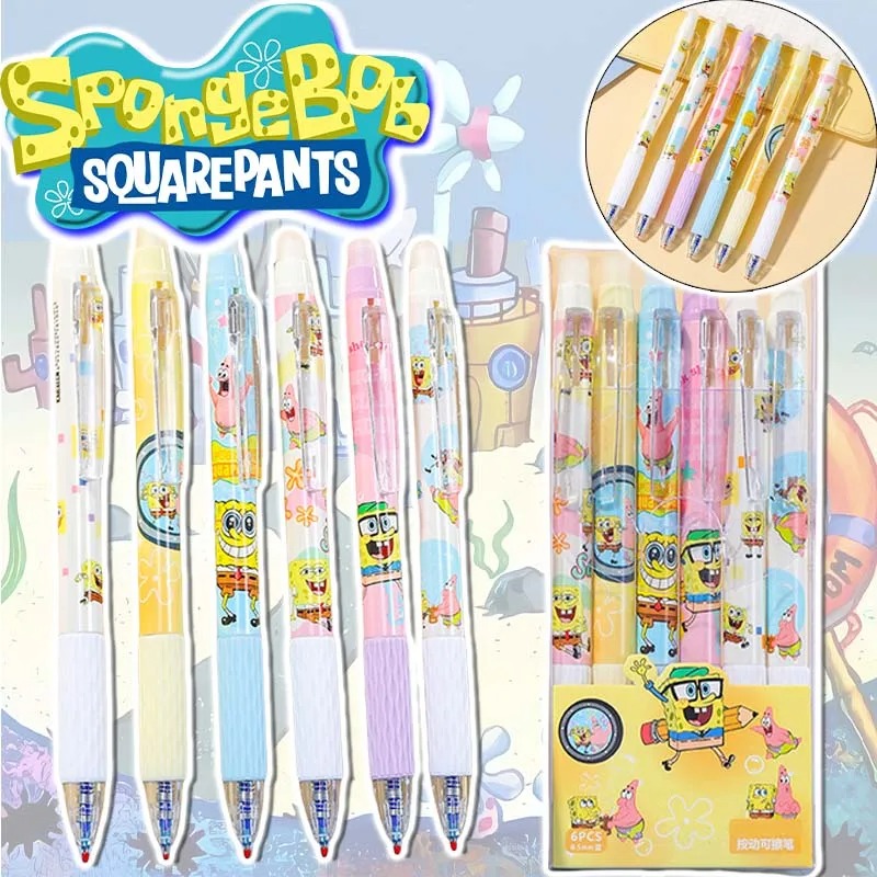 6Pcs/Set SpongeBob Kawaii Eras - Calligraphy Pen Set ulasan dan harga