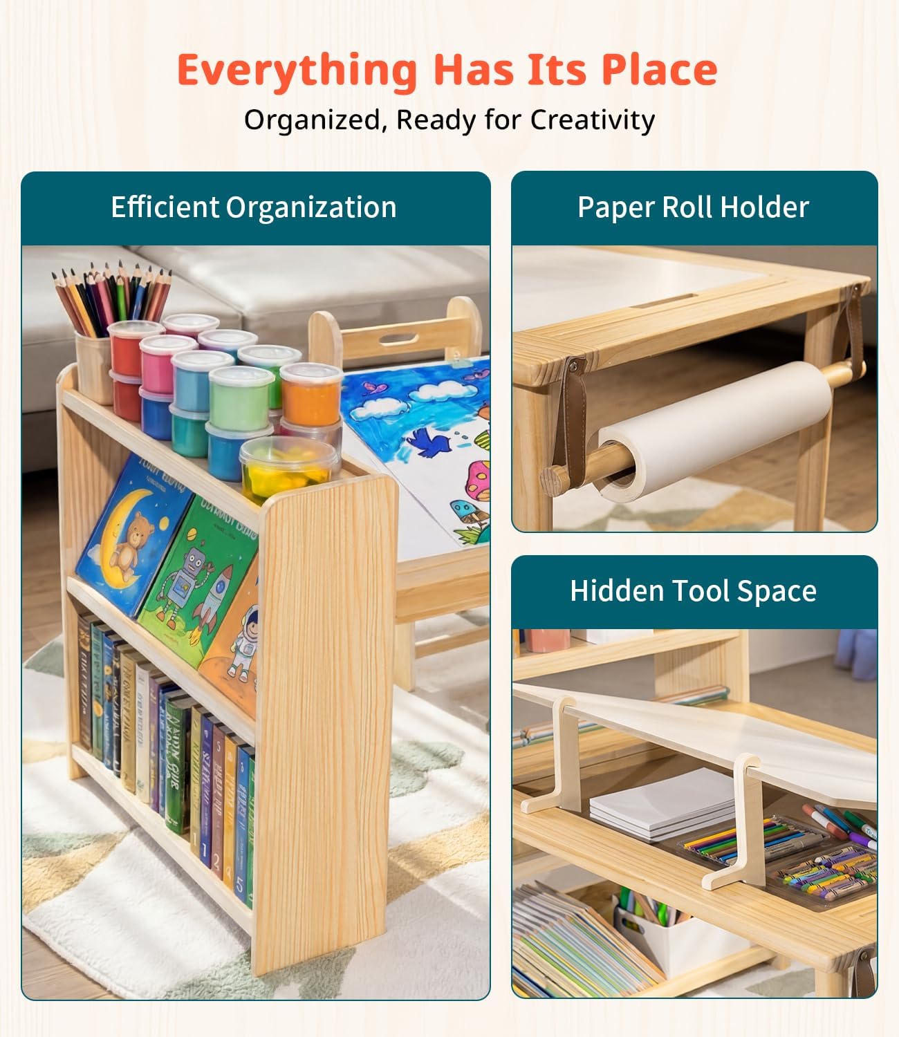 Kids Wooden Art Table 2 Chair  - Art Craft Toddlers ulasan dan harga