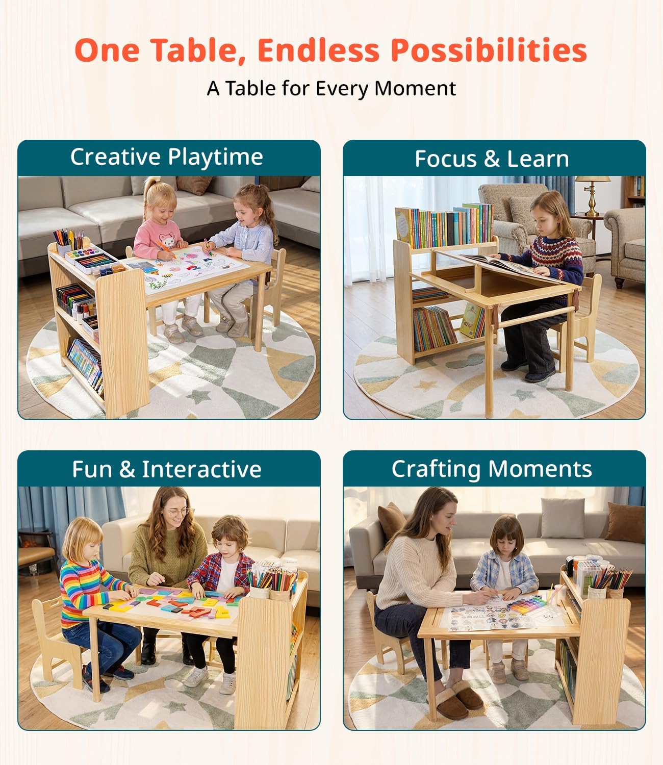 Kids Wooden Art Table 2 Chair  - Art Craft Toddlers ulasan dan harga