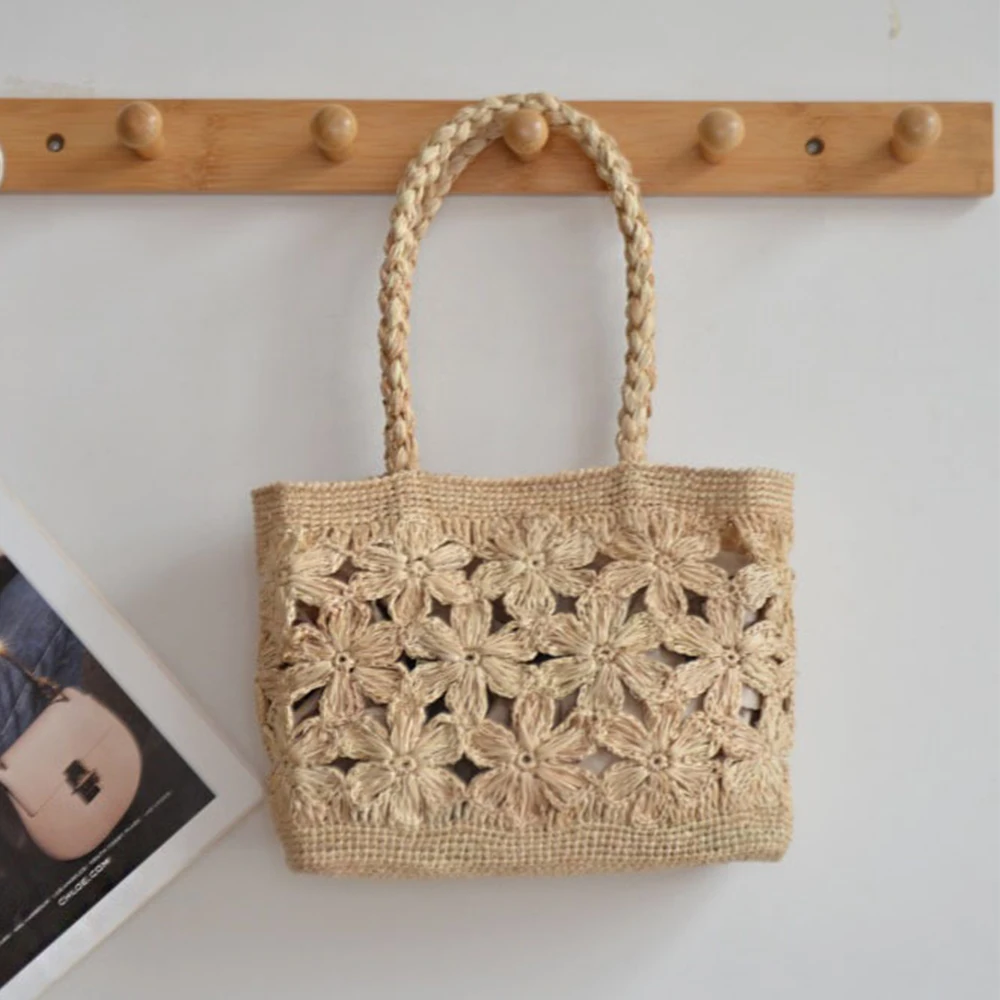 Bohemian Flower Straw Bag Tote - Art Craft Items ulasan dan harga