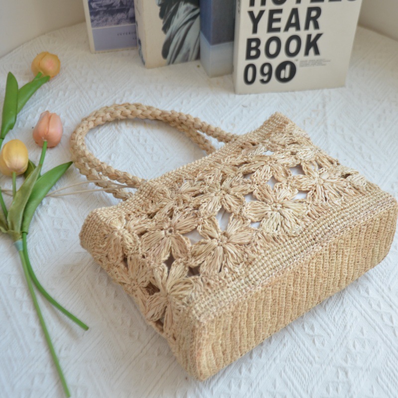 Bohemian Flower Straw Bag Tote - Art Craft Items ulasan dan harga