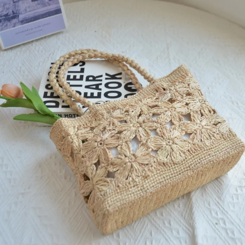Bohemian Flower Straw Bag Tote - Art Craft Items ulasan dan harga