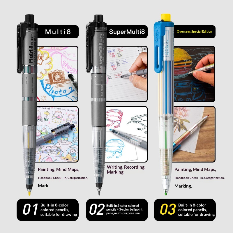 Pentel Multi 8 in 1 Color Mech - Staedtler Pencil Lumocolor ulasan dan harga