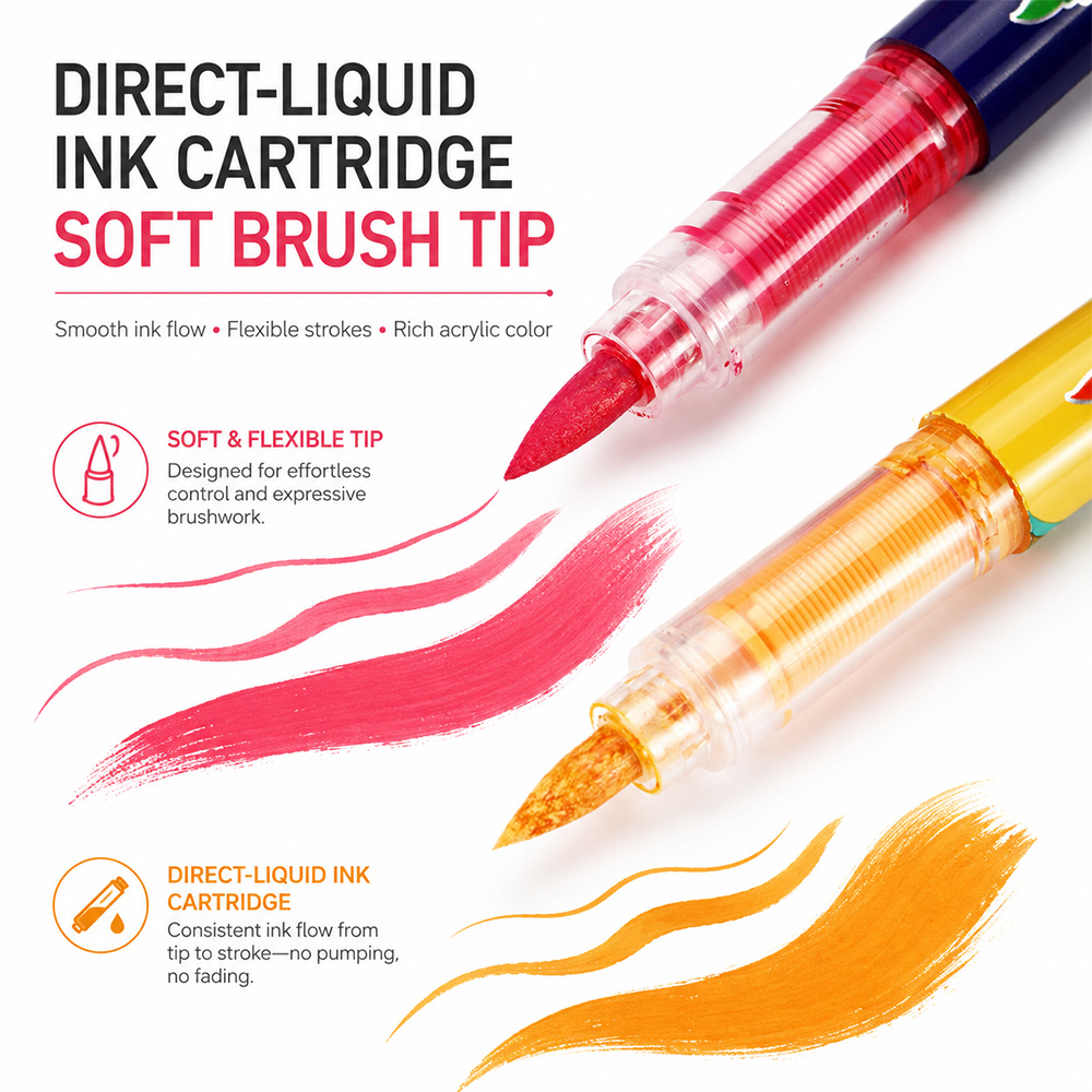 12 Colors Acrylic Brush Marker - Art Craft Stationery ulasan dan harga