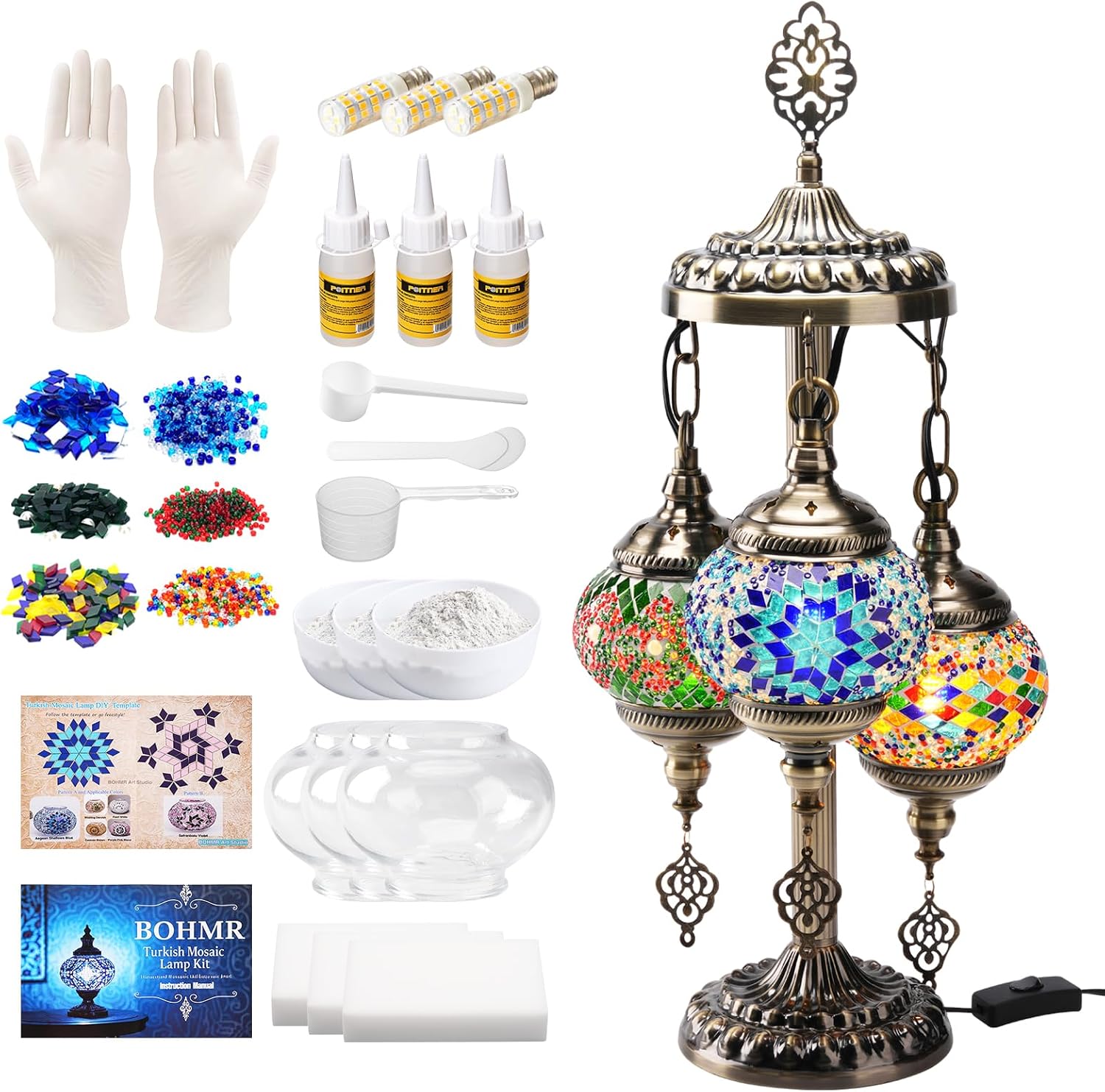 DIY 3 Globe Turkish Mosaic Lam - Art Craft Diy ulasan dan harga
