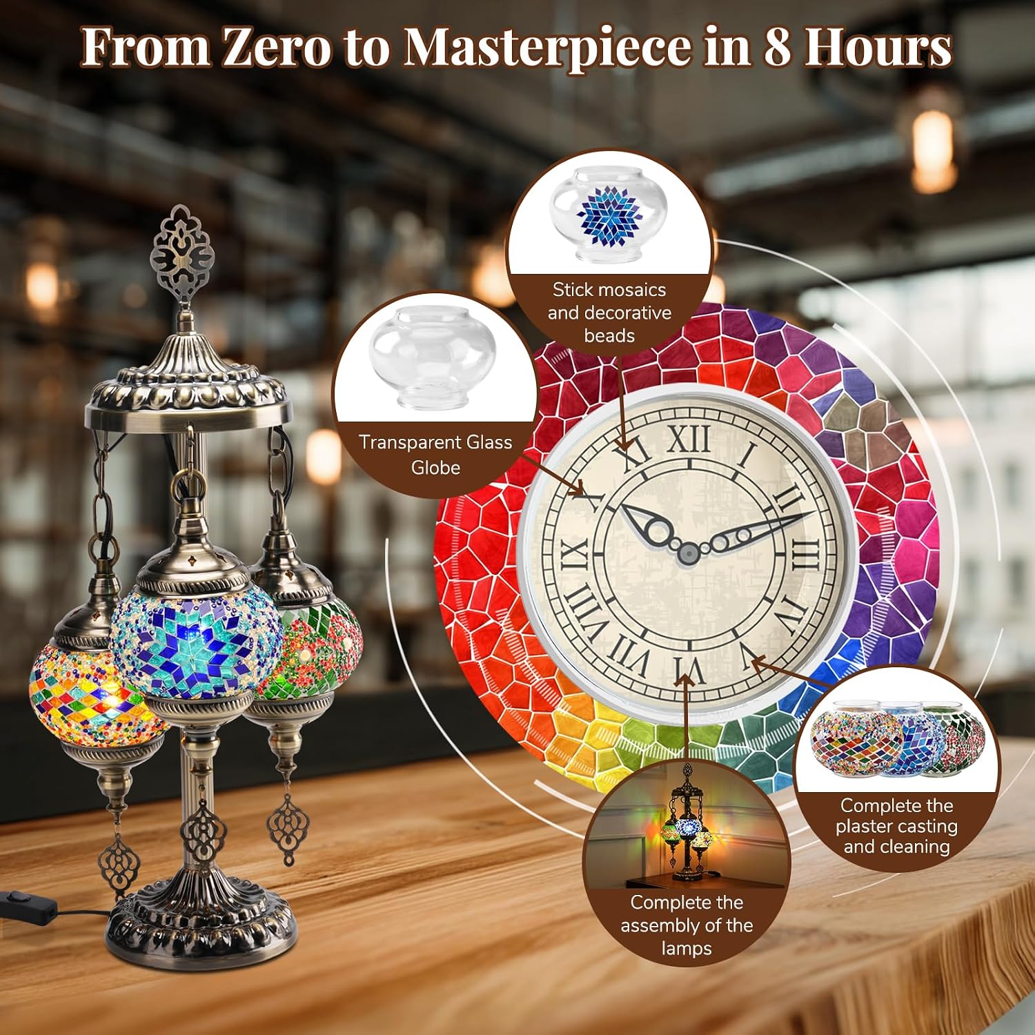 DIY 3 Globe Turkish Mosaic Lam - Art Craft Diy ulasan dan harga