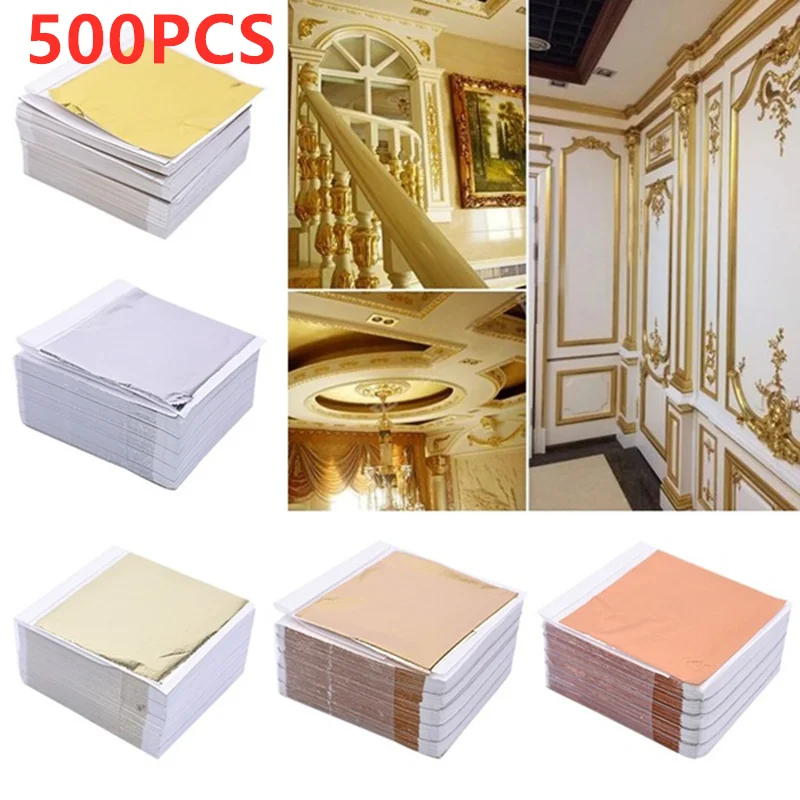 500 Sheets Imitation Gold Silv - Art Craft Leaves ulasan dan harga