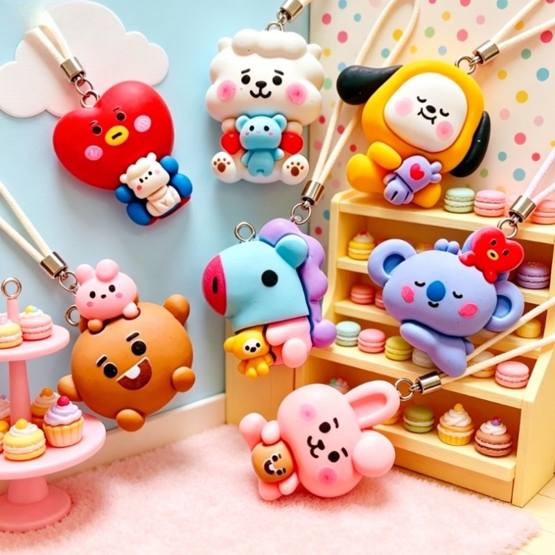 7pcs BT21 Resin Cartoon Charm  - Art Craft Diy ulasan dan harga