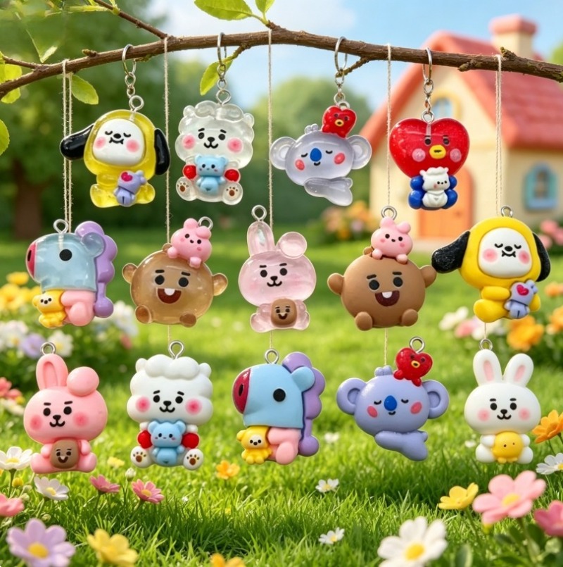 7pcs BT21 Resin Cartoon Charm  - Art Craft Diy ulasan dan harga