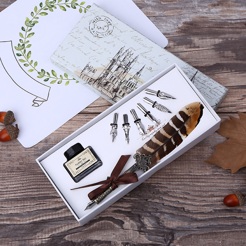 Retro Feather Dip Pen Writing  - Art Craft Stationery ulasan dan harga